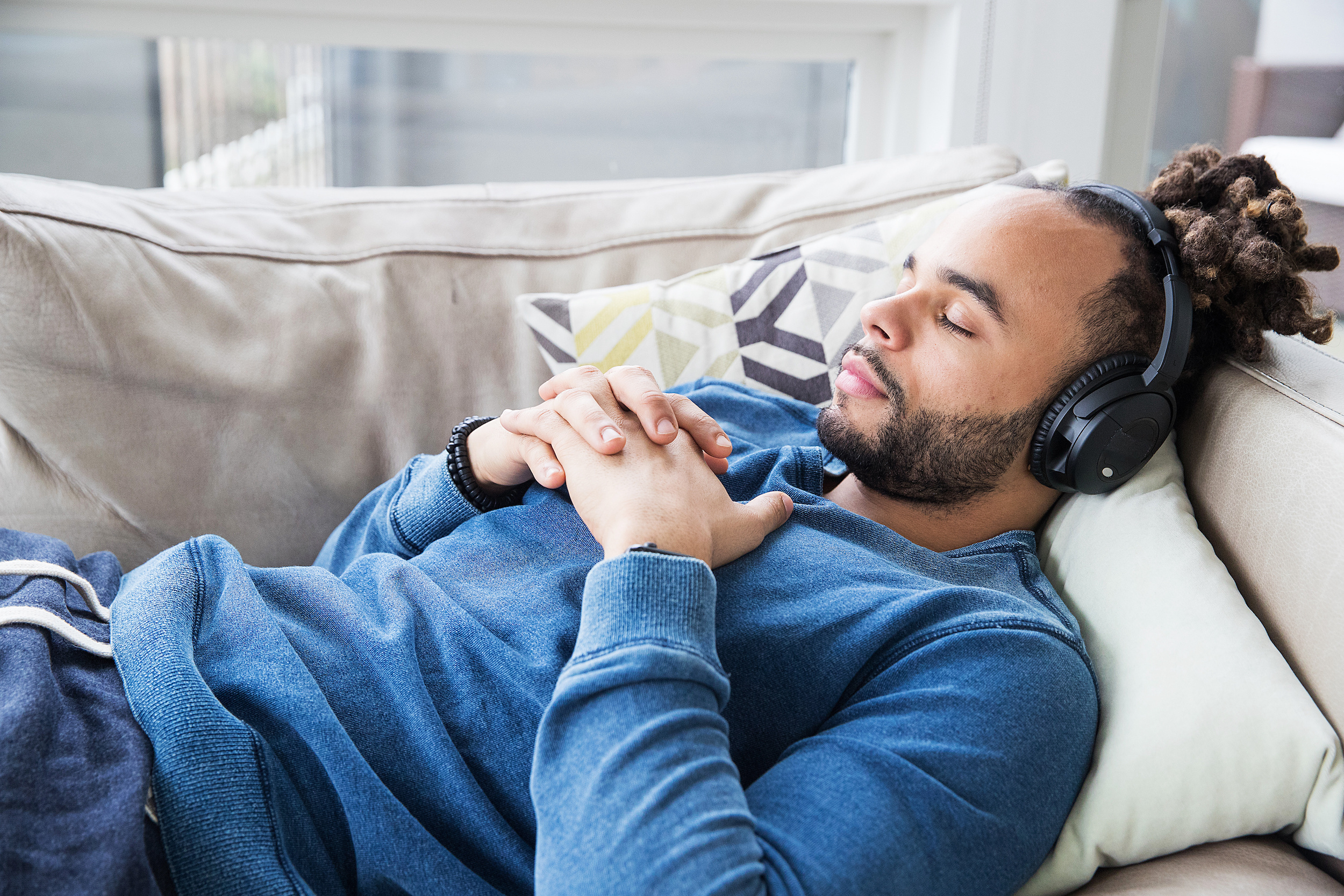 A guy listening to music.